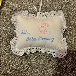 VTG White Baby Sleeping Pillow with Lace Trim